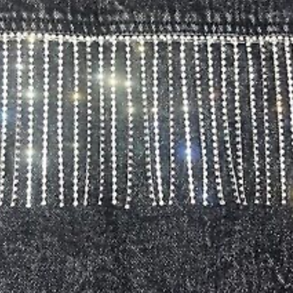 Pink Lily Krista Horton Charcoal Fringe Denim Jacket M - Picture 9 of 9